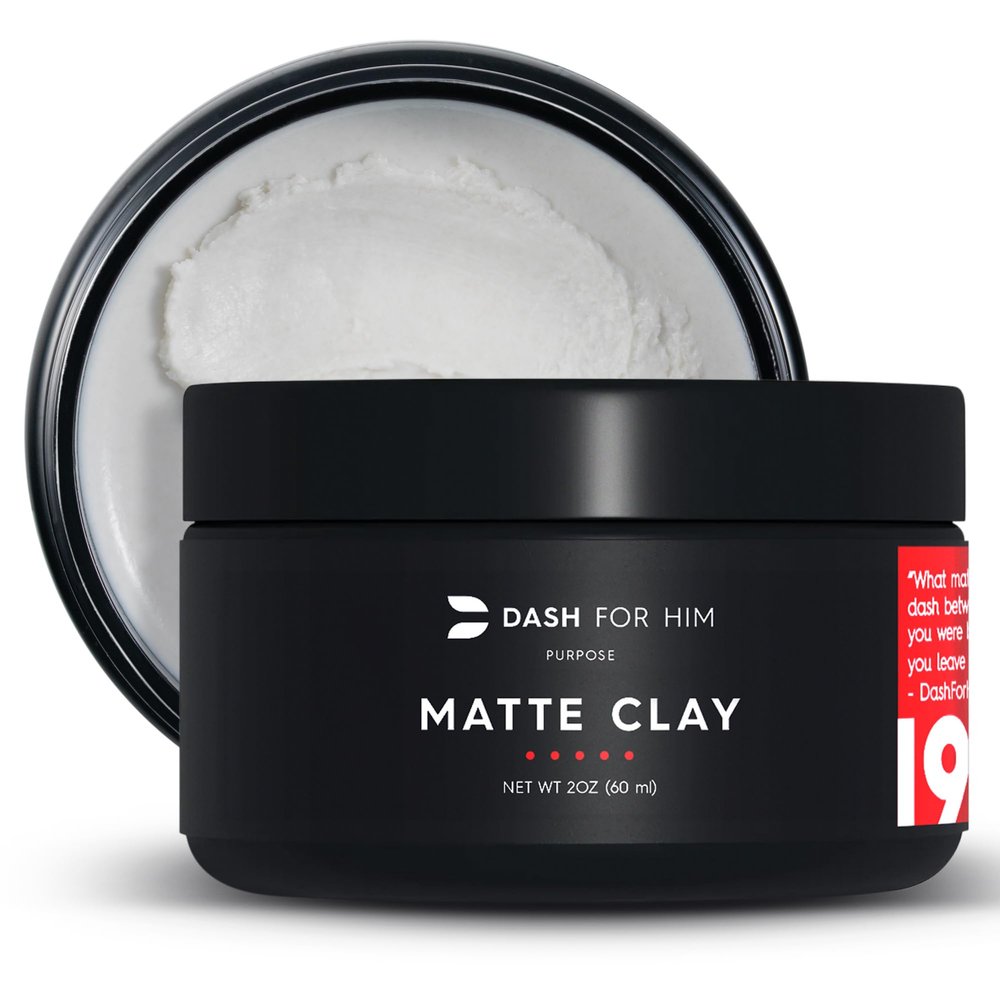 Hair Clay for Men  Matte Finish | Medium Hold, Adds Volume & Texture | Clean Ingredients, Non-Greasy & Easy to Wash Out | Barber-Grade Mens Styling Clay | Made in the USA  2oz