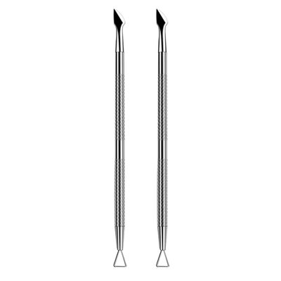 minkissy Stainless Steel Cleaner 2pcs Use Remover Daily Cutter Nail Polish Tool Cuticle for Pedicure Cleaner Stainless Double-end Scraper Peeler Pusher Care Steel Manicure Pedicure Tools