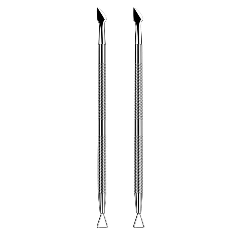 minkissy Stainless Steel Cleaner 2pcs Use Remover Daily Cutter Nail Polish Tool Cuticle for Pedicure Cleaner Stainless Double-end Scraper Peeler Pusher Care Steel Manicure Pedicure Tools
