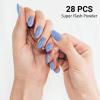 DUKASOU Semi Cured Gel Nail Strips, Blue Fine Flash | 28pcs Work With Any UV Lamp, Stickers for Women Girls, Includes Prep Pads, File & Wood Stick view 2