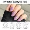 DUKASOU Semi Cured Gel Nail Strips, Purple Sparkle | 28 pcs Gel Nail Strips Work with Any UV Lamp, Salon Quality UV Nails Stickers, Easy to Apply for Home Nails DIY view 3