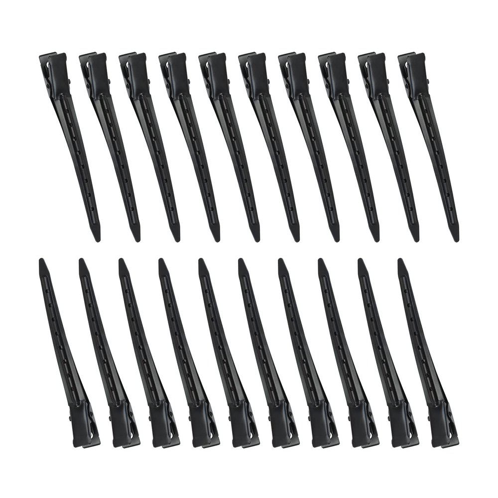20 Pcs 3.5 Inches Duck Bill Hair Clips Black Metal Alligator Curl Clips with Holes Styling Clips for Salon Hair Extensions
