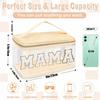 Chenille Letter Clear Makeup Bags Mama Pouch, Preppy Patch Makeup Bag Zipper with Handle, Transparent PVC & Nylon Waterproof Glitter Cosmetic Handbag Travel Toiletry Storage for Women Girl(MAMA-Beige) view 2