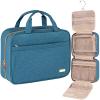 NISHEL Travel Toiletry Bag for women, Portable Hanging Organizer for Full-Sized Shampoo, Conditioner, Brushes Set, Makeup Accessories, Large Size, Lake-Blue view 1