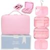 Pink Hanging Toiletry Bag for Women, Large Hanging Toiletry Bags for Traveling Women, Hanging Travel Toiletry Bag Women's Makeup Organizer for Cosmetics, Cute Large Toiletry Bags for Women Bathroom view 1