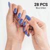 DUKASOU Semi Cured Gel Nail Strips, Dark Blue Sparkle | 28 pcs Gel Nail Strips Work with Any UV Lamp, Salon Quality UV Nails Stickers, Easy to Apply for Home Nails DIY view 2