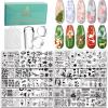 Biutee Nail Stamping Plates Set 10 pcs Nail Art Stamper Scraper Nail Stamp Plates Kit Nail Art Plate Template Lace Flower Butterfly Star Rose Design Nail Art Accessories view 1