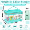 Chenille Letter Clear Makeup Bags Stuff Pouch, Preppy Patch Makeup Bag Zipper with Handle, Transparent PVC & Nylon Waterproof Glitter Cosmetic Handbag Travel Toiletry Storage for Women (STUFF-Green) view 2