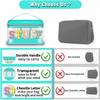 Chenille Letter Clear Makeup Bags Stuff Pouch, Preppy Patch Makeup Bag Zipper with Handle, Transparent PVC & Nylon Waterproof Glitter Cosmetic Handbag Travel Toiletry Storage for Women (STUFF-Green) view 4