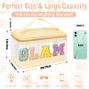 Chenille Letter Clear Makeup Bags Glam Pouch, Preppy Patch Makeup Bag Zipper with Handle, Transparent PVC & Nylon Waterproof Glitter Cosmetic Handbag Travel Toiletry Storage for Women Girl(GLAM-Beige) view 2