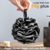 Loofah Charcoal Bath Shower Sponge Body Scrubber,75g XL Exfoliate Mesh Pouf Shower Bouquet,3 Pack Black Large Bath Sponge for Women and Men view 3