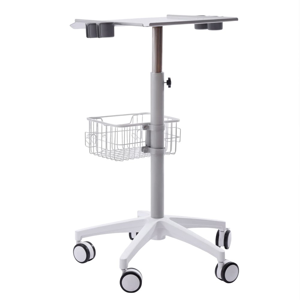 Iron Salon Instrument Tray, Height Adjustable Trolley Cart Tray Station on Wheels for Salon Tattoo Spa Beauty Service Holder Tool Storage(White,Iron)