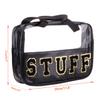 CRUOXIBB Chenille Letter Clear PVC And PU leather Large Travel Cosmetic Toiletry Storage Bag Waterproof Makeup Tote Bag Organizer Bag for Women(STUFF-Black) view 4