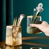 DASITON Makeup Brush holder Organizer, plastic Square Cosmetic Brush Storage Holder, Vintage Stripe Make Up Brush Cup Pen Pencil HolderAmber view 2