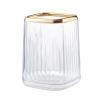DASITON Makeup Brush holder Organizer, plastic Square Cosmetic Brush Storage Holder, Vintage Stripe Make Up Brush Cup Pen Pencil HolderClear view 1