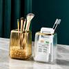DASITON Makeup Brush holder Organizer, plastic Square Cosmetic Brush Storage Holder, Vintage Stripe Make Up Brush Cup Pen Pencil HolderClear view 2