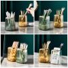 DASITON Makeup Brush holder Organizer, plastic Square Cosmetic Brush Storage Holder, Vintage Stripe Make Up Brush Cup Pen Pencil HolderClear view 3
