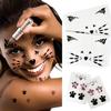 Crystal Cat Face Jewels, Pink Cats Print Gems, 2-Sheet Black Cat Eye Gems Sticker and 2-Sheet Fake Cats Lash Gems Tattoo Stick on Face for Women Kids Halloween Makeup view 1