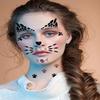 Crystal Cat Face Jewels, Pink Cats Print Gems, 2-Sheet Black Cat Eye Gems Sticker and 2-Sheet Fake Cats Lash Gems Tattoo Stick on Face for Women Kids Halloween Makeup view 3