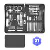 Cater Manicure Nail Clippers Kit - 31Pc Stainless Steel Nail Grooming Set with Luxurious Travel Case (Black) view 1