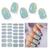 DUKASOU Semi Cured Gel Nail Strips, Silver Glitter | 28pcs Gel Nail Stickers Work with Any uv lamp, Nail Art Wraps for Women Girls, Includes Prep Pads, NailFile & Wood Stick view 1