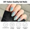 DUKASOU Semi Cured Gel Nail Strips, Silver Glitter | 28pcs Gel Nail Stickers Work with Any uv lamp, Nail Art Wraps for Women Girls, Includes Prep Pads, NailFile & Wood Stick view 2