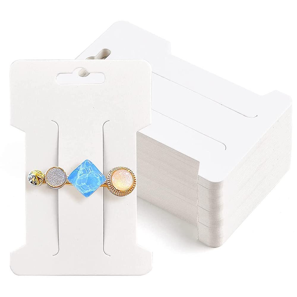 AKOAK 100 Pieces Hairpin Display Card, 11.5 cm x 6.6 cm Hairpin Display Card Holder for Hairpin Accessories Display and Organization (White)