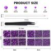 AUREHEN 10000PCs 2-6MM Violet Resin Flat Back Rhinestones with Silver Bottom, Round Non Hotfix Resin Rhinestones Nail Gems Stones with Tweezer & Picker Pen for Tumblers Nail Art & DIY Decoration view 2