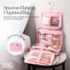 BEAUTYGOODIES Pink Hanging Toiletry Bag for Women, Travel Toiletry Bag for Makeup, Clear Bags for Easy Packing, Bag for Toiletries, Flight Curise Roadtrip Bag to Hold and Hang even at Home. view 3