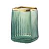 DASITON Makeup Brush holder Organizer, plastic Square Cosmetic Brush Storage Holder, Vintage Stripe Make Up Brush Cup Pen Pencil HolderGreen view 1