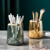 DASITON Makeup Brush holder Organizer, plastic Square Cosmetic Brush Storage Holder, Vintage Stripe Make Up Brush Cup Pen Pencil HolderGreen view 2