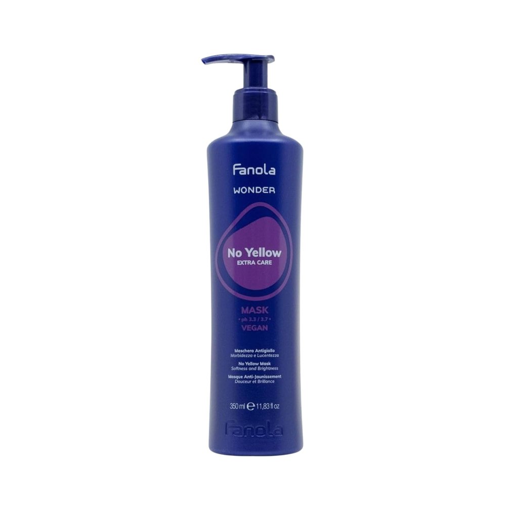 Fanola Wonder No Yellow Purple Hair Mask - Acidic pH Deep Conditioning Hair Mask for Blonde, Bleached & Grey Shades - Intense Violet Pigment Neutralizes Brassy Tones (11.83 Ounce)