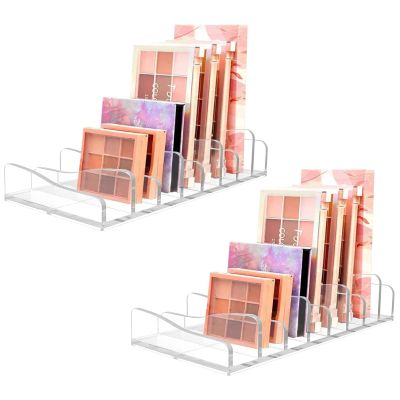 Koomuao 2 Pack Acrylic Makeup Palette Organizer 8 Spaces Compact Makeup Palette Organize,Makeup Organizer for Bathroom Countertops, Vanities, Cabinets, Sleek Modern Cosmetics Storage