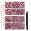 AUREHEN 10000PCs 2-6MM Pink Resin Flat Back Rhinestones with Silver Bottom, Round Non Hotfix Resin Rhinestones Nail Gems Stones with Tweezer & Picker Pen for Tumblers Nail Art & DIY Decoration view 1