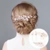 LALAFINA 4pcs Elegant Flower Hair Comb and Stick Handmade Bridal Headpiece for Weddings Leaf Design Hair Accessories for Brides and Bridesmaids view 2