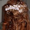 LALAFINA 4pcs Elegant Flower Hair Comb and Stick Handmade Bridal Headpiece for Weddings Leaf Design Hair Accessories for Brides and Bridesmaids view 3