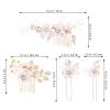 LALAFINA 4pcs Elegant Flower Hair Comb and Stick Handmade Bridal Headpiece for Weddings Leaf Design Hair Accessories for Brides and Bridesmaids view 4