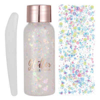 GL-Turelifes Mermaid Sequins Chunky Glitter Liquid Eyeshadow Glitter Body Gel Festival Glitter Cosmetic Face Hair Nails Makeup Long Lasting Sparkling 30g (#101 Colorful White)