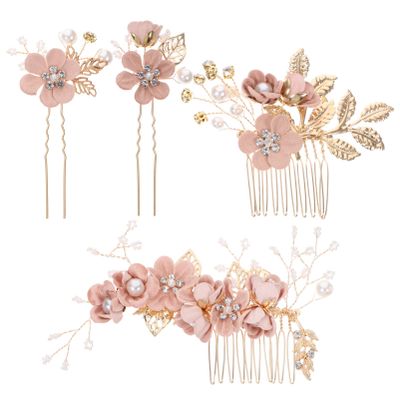 LALAFINA 4pcs Leaf Bridal Hair Comb Romantic Flower Hair for Wedding Headdress Elegant Bridal Accessories for Women for Brides and Bridesmaids
