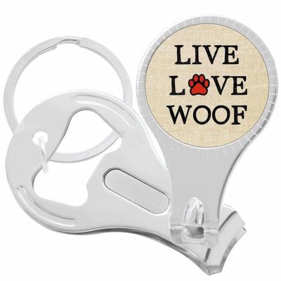 Live Love Woof Nail Clippers Plus Bottle Opener Keychain