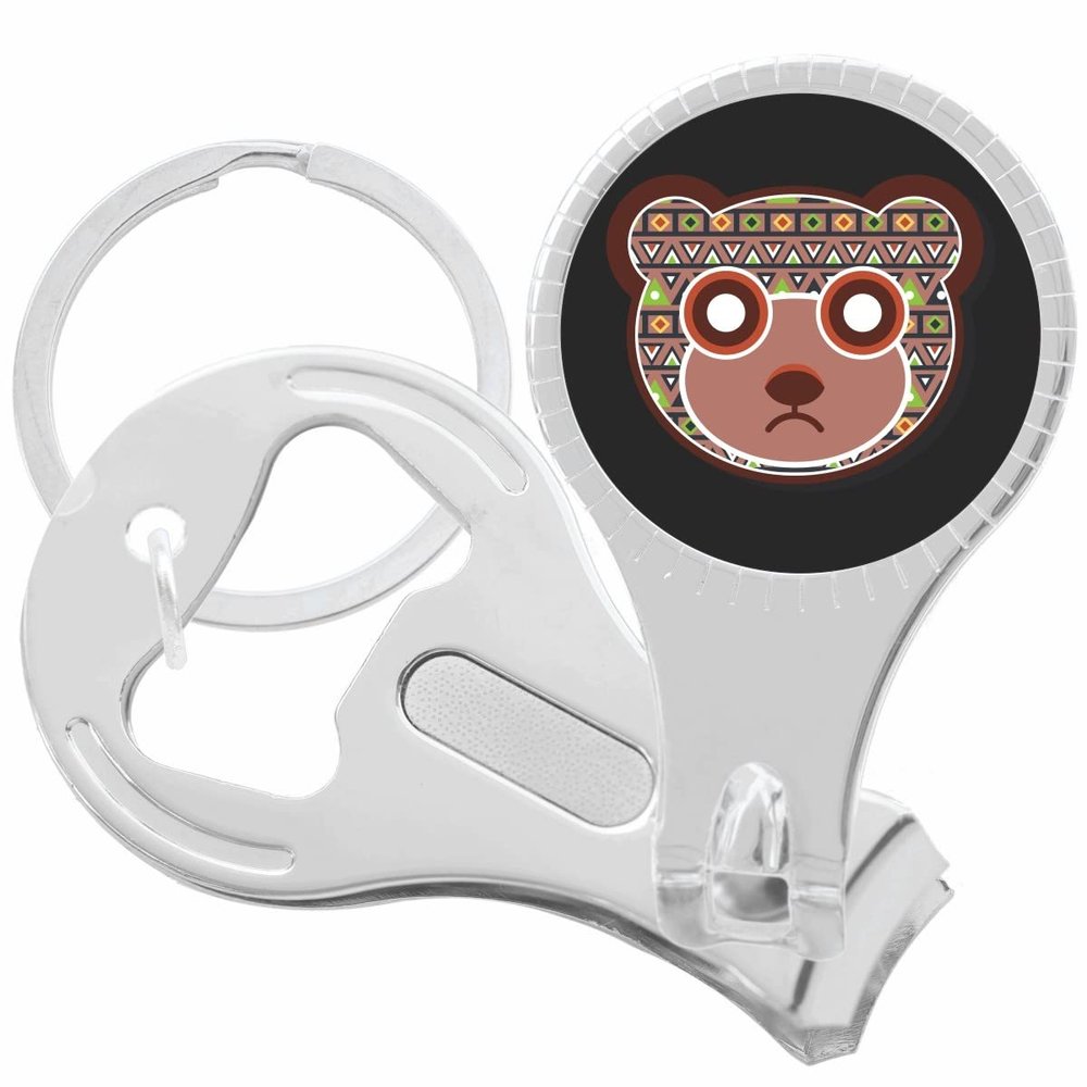 Aztec Bear on Black Nail Clippers Plus Bottle Opener Keychain