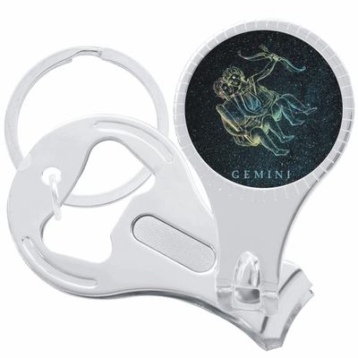 Gemini Zodiac Stars Nail Clippers Plus Bottle Opener Keychain