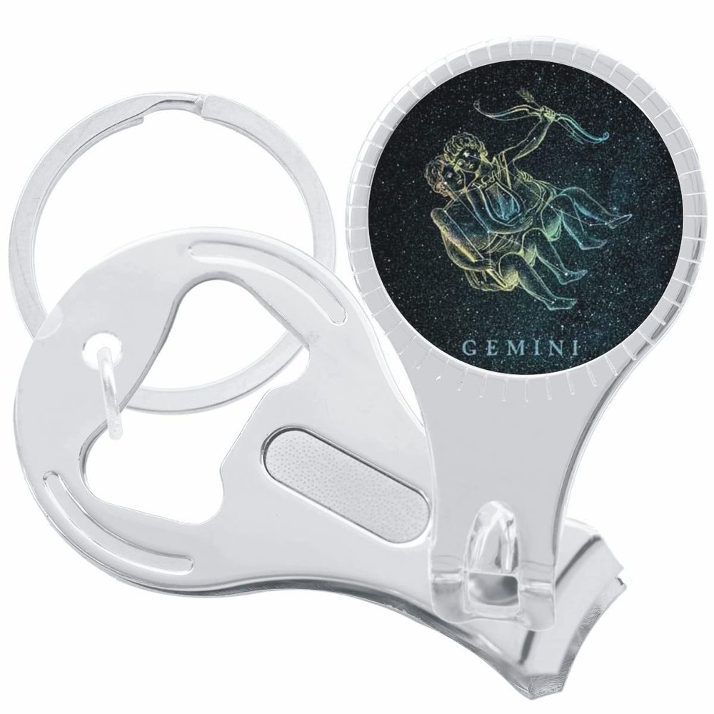 Gemini Zodiac Stars Nail Clippers Plus Bottle Opener Keychain
