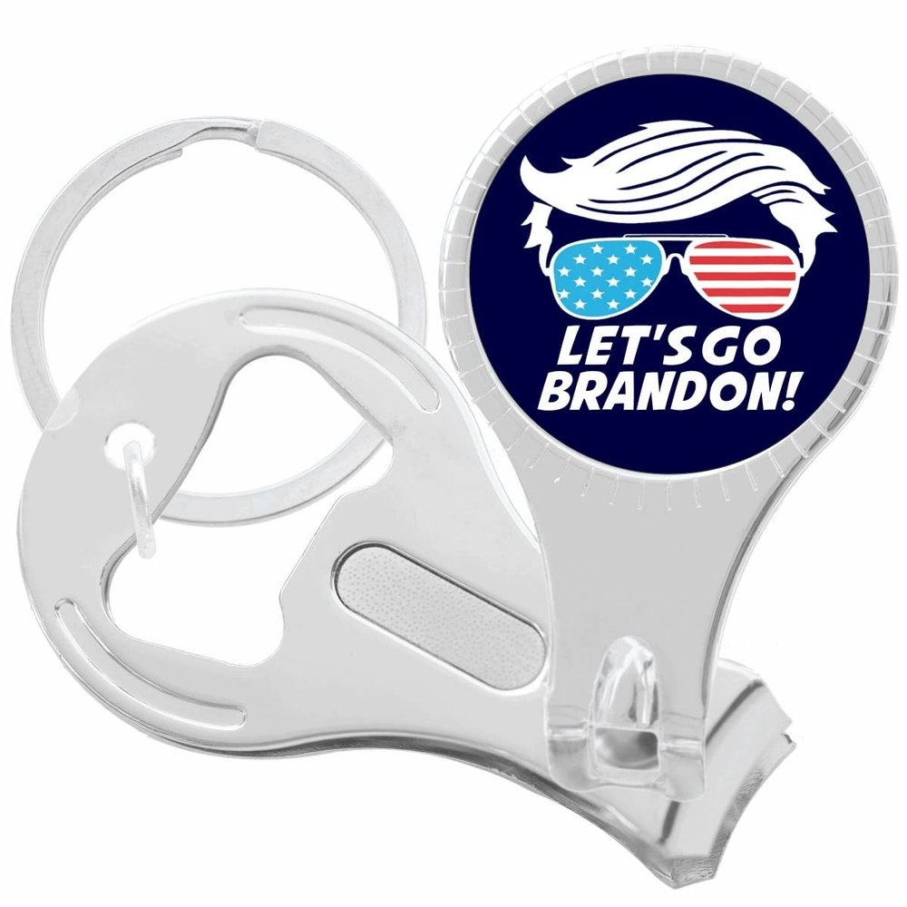 Lets Go Brandon Trump Hair Nail Clippers Plus Bottle Opener Keychain