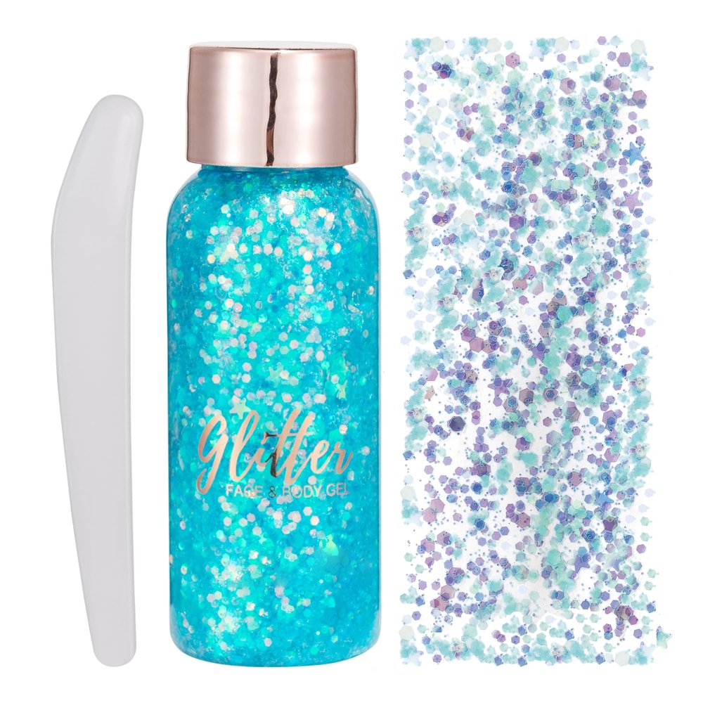GL-Turelifes Mermaid Sequins Chunky Glitter Liquid Eyeshadow Glitter Body Gel Festival Glitter Cosmetic Face Hair Nails Makeup Long Lasting Sparkling 30g (#106 Light Blue)
