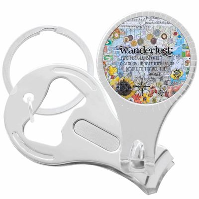 Wanderlust Travel Maps Nail Clippers Plus Bottle Opener Keychain