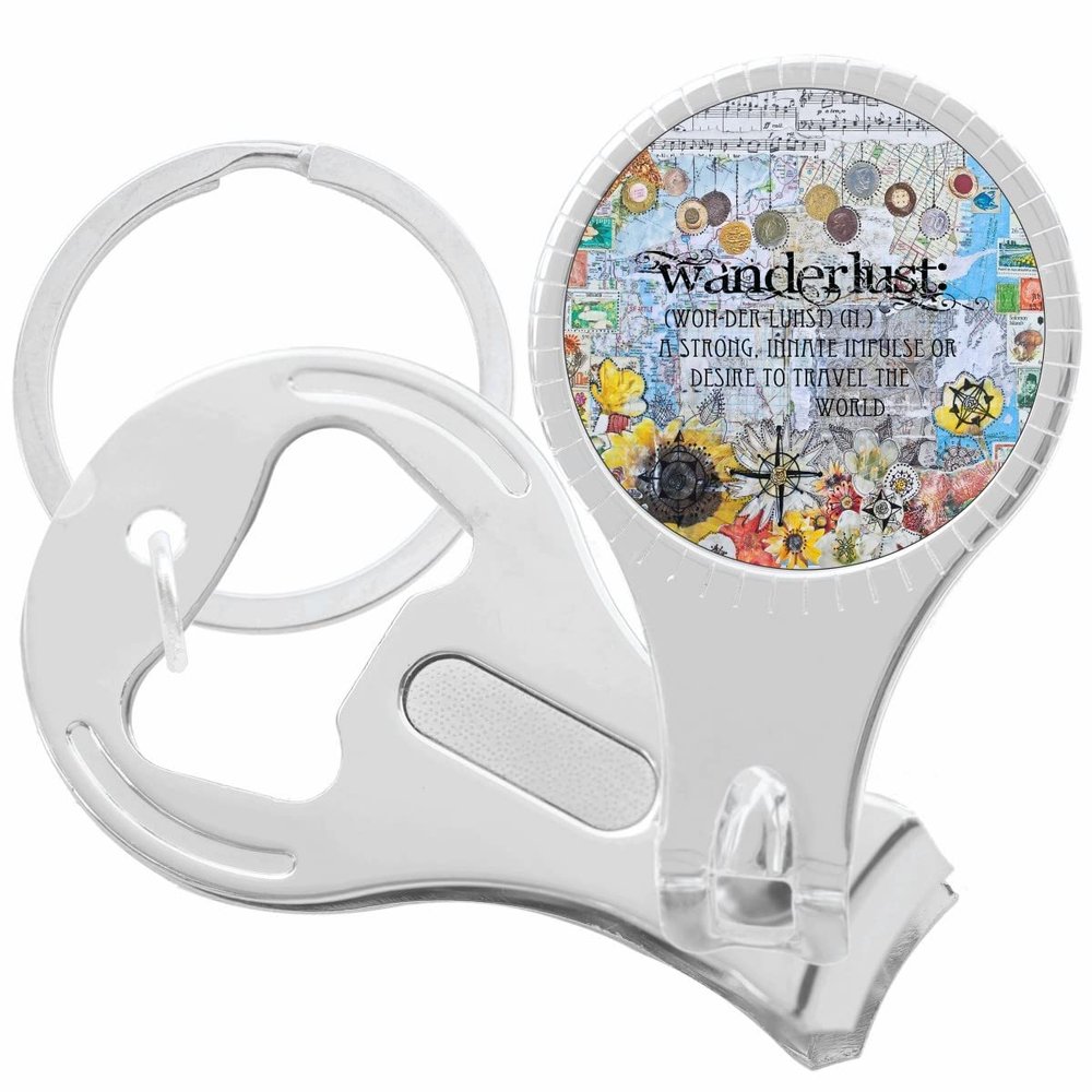 Wanderlust Travel Maps Nail Clippers Plus Bottle Opener Keychain
