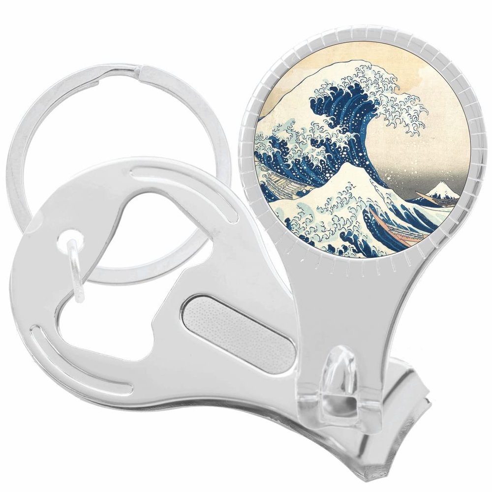 The Great Wave Painting Nail Clippers Plus Bottle Opener Keychain
