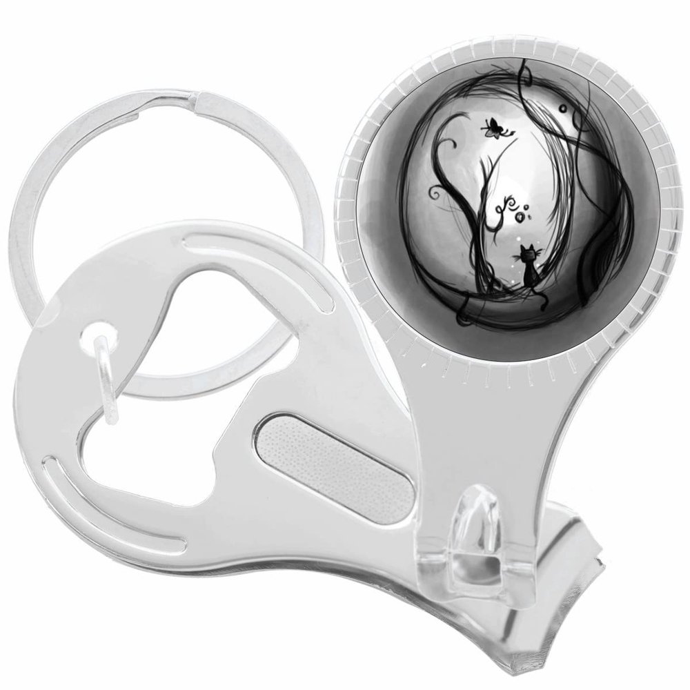 Kitty Cat Crescent Moon Nail Clippers Plus Bottle Opener Keychain