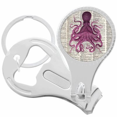 Octopus Text Nail Clippers Plus Bottle Opener Keychain